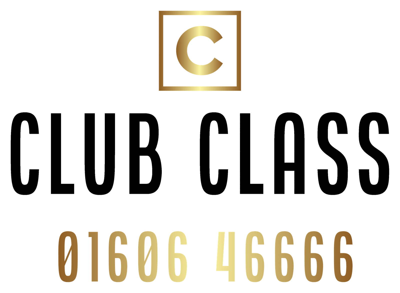 Club Class Taxis logo in gold, representing a premium taxi service in Northwich specializing in private hire, minibus services, and airport transfers.